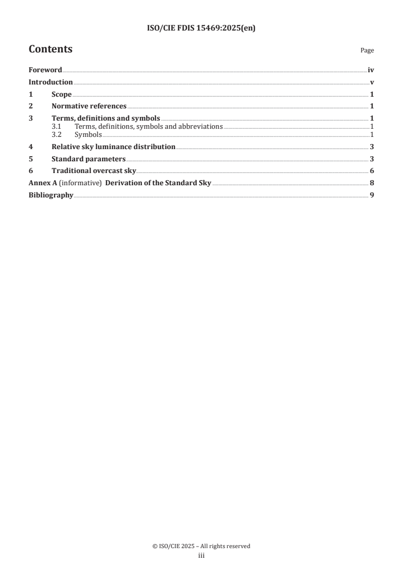 ISO/CIE 15469 ISO/CIE 15469 - Spatial distribution of daylight — CIE standard general sky/22/2025 - Page 3 preview