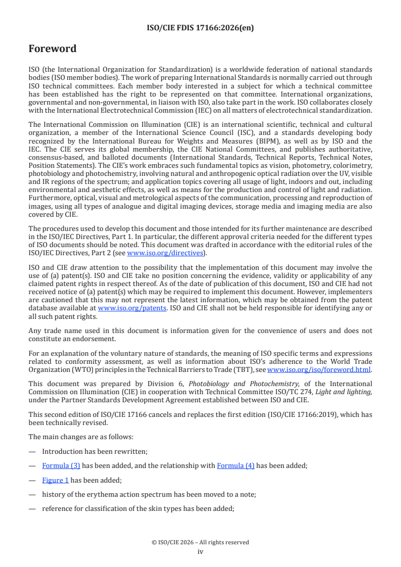 ISO/CIE FDIS 17166 ISO/CIE FDIS 17166 - Erythema reference action spectrum and standard erythema dose - Page 4 preview
