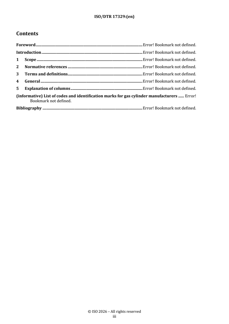 ISO/TR 17329 REDLINE ISO/DTR 17329 - Gas cylinders — Identification of gas cylinder manufacturer marks and their assigned radio frequency identification (RFID) codes - Page 3 preview