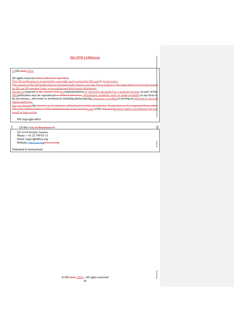 ISO/DTR 24488 REDLINE ISO/DTR 24488 - Road tunnel fire safety — Overview of regulatory frameworks and research - Page 3 preview