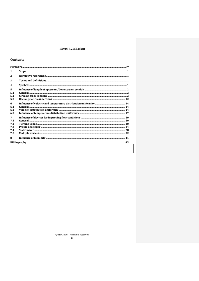 ISO/DTR 25582 REDLINE ISO/DTR 25582 - Influences of the velocity and temperature distribution on fluid flow measurement by using Pitot static tubes - Page 3 preview