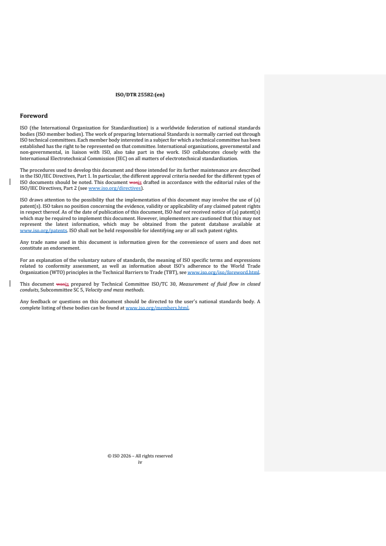 ISO/DTR 25582 REDLINE ISO/DTR 25582 - Influences of the velocity and temperature distribution on fluid flow measurement by using Pitot static tubes - Page 4 preview