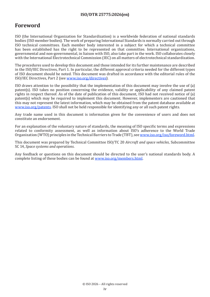 ISO/DTR 25775.2 ISO/DTR 25775 - Space systems — Justification of requirements for a spacecraft large constellation - Page 4 preview