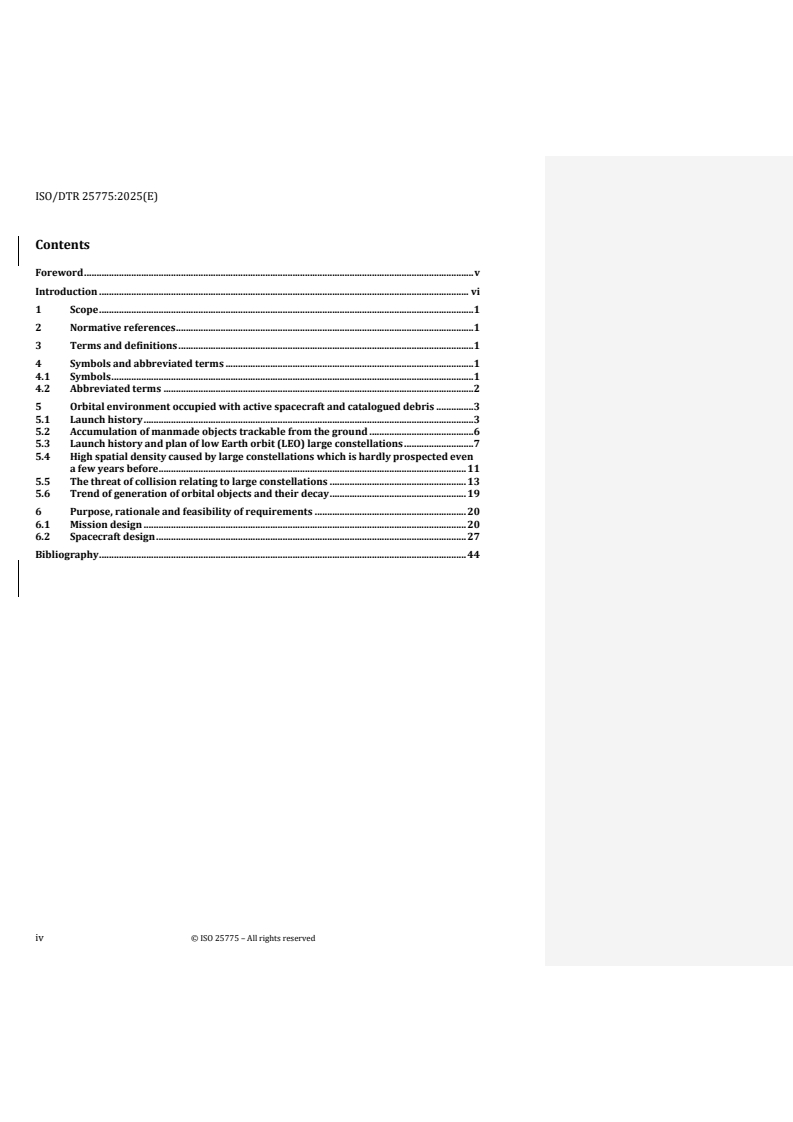 ISO/DTR 25775.2 REDLINE ISO/DTR 25775 - Space systems — Justification of requirements for a spacecraft large constellation - Page 4 preview