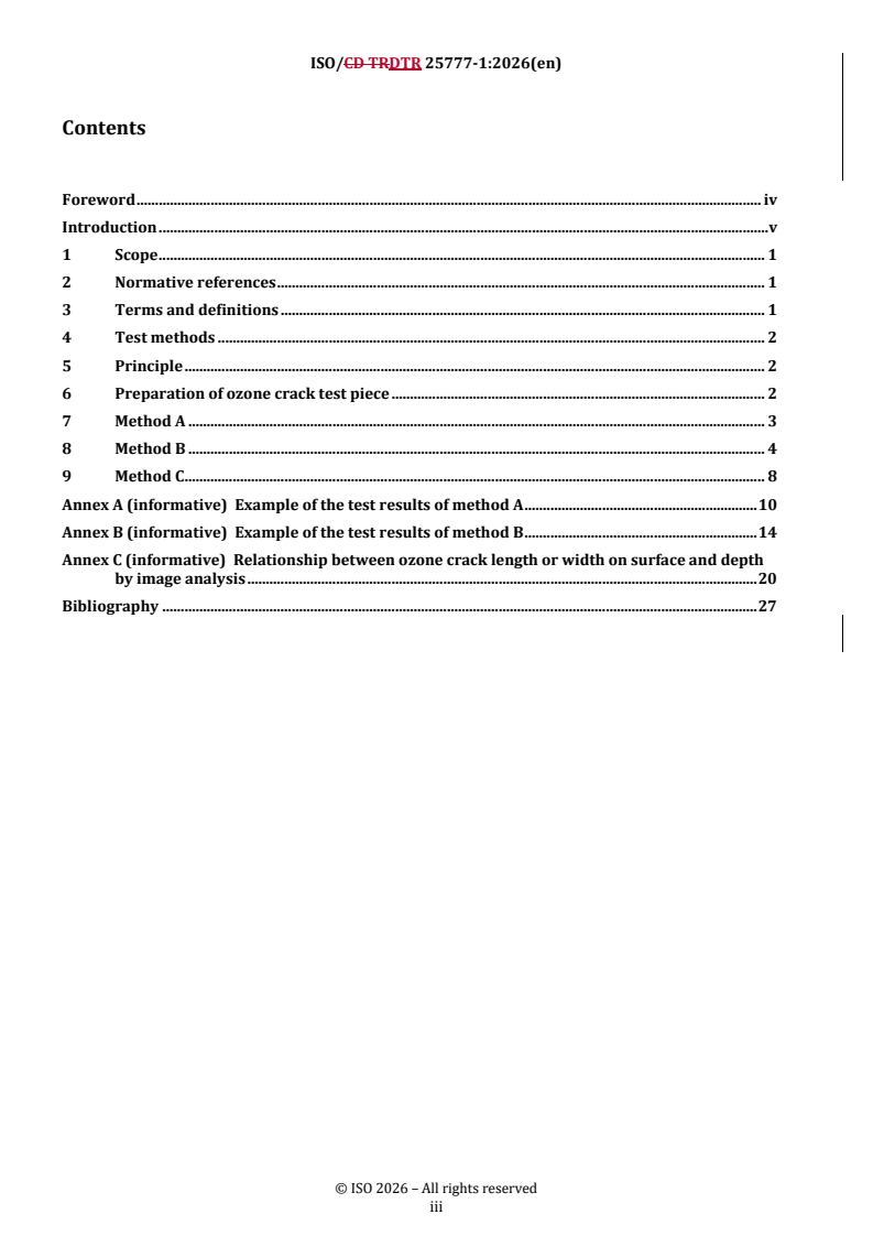 ISO/DTR 25777-1 REDLINE ISO/DTR 25777-1 - Rubber, vulcanized or thermoplastic — Resistance to ozone cracking — Part 1: Test methods of ozone crack depth - Page 3 preview