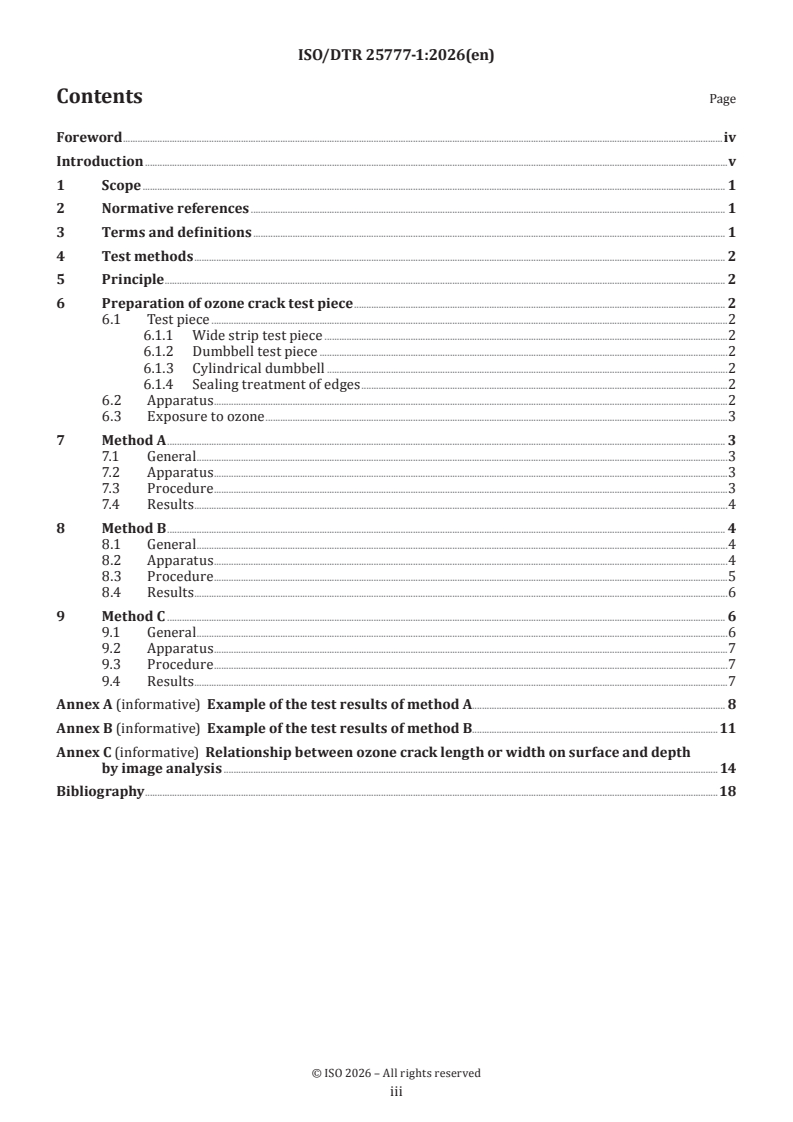 ISO/DTR 25777-1 ISO/DTR 25777-1 - Rubber, vulcanized or thermoplastic — Resistance to ozone cracking — Part 1: Test methods of ozone crack depth - Page 3 preview
