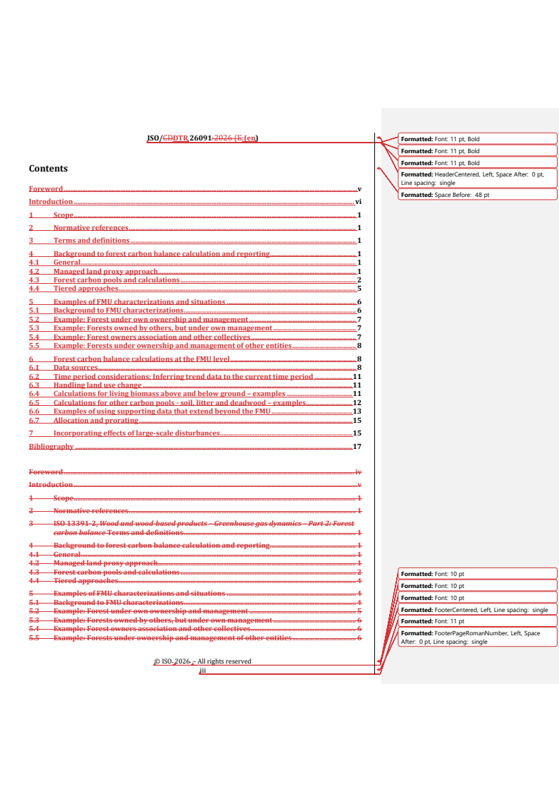 ISO/DTR 26091 REDLINE ISO/DTR 26091 - Wood and wood-based products — Background and examples of calculating the forest carbon balance - Page 3 preview