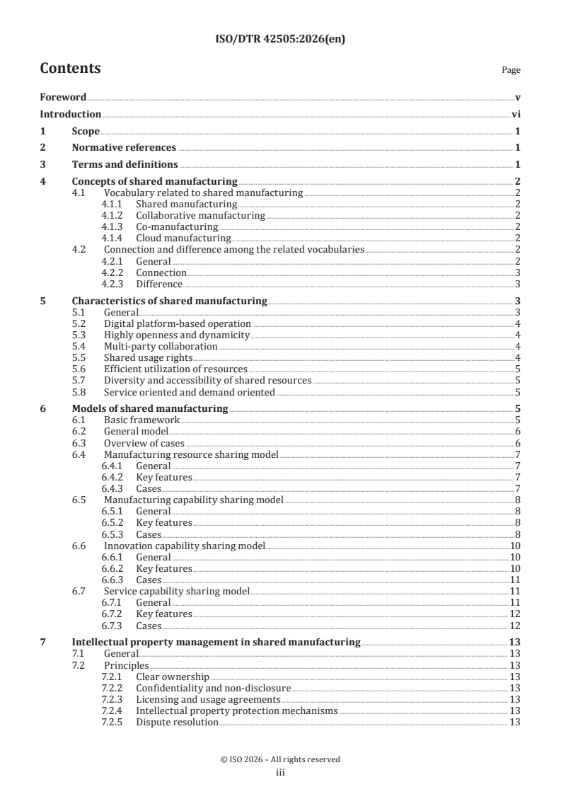 ISO/TR 42505 ISO/DTR 42505 - Sharing economy — Shared manufacturing — Concepts and models - Page 3 preview