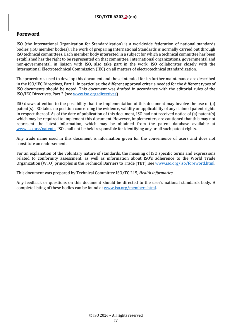 ISO/TR 6203 REDLINE ISO/DTR 6203.2 - Health informatics — Personalized digital health — Common factors for frailty assessment - Page 4 preview