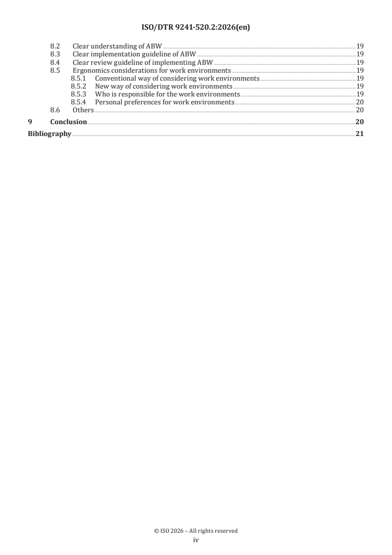 ISO/DTR 9241-520.3 ISO/DTR 9241-520.2 - Ergonomics of human-system interaction — Part 520: Ergonomics aspect of activity-based working (ABW) - Page 4 preview
