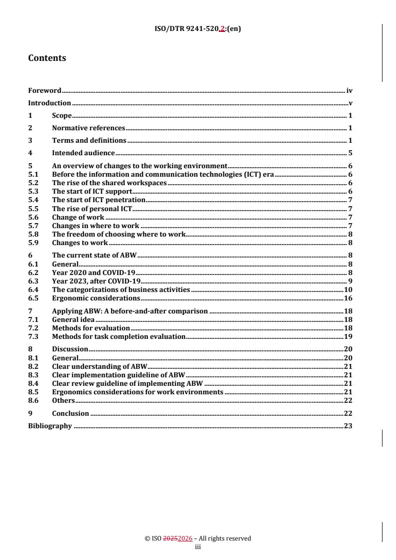 ISO/DTR 9241-520.3 REDLINE ISO/DTR 9241-520.2 - Ergonomics of human-system interaction — Part 520: Ergonomics aspect of activity-based working (ABW) - Page 3 preview