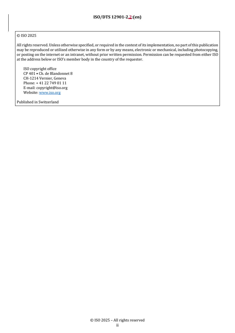 ISO/DTS 12901-2.2 REDLINE ISO/DTS 12901-2.2 - Nanotechnologies — Occupational risk management applied to engineered nanomaterials — Part 2: Use of the control banding approach
Released:10/17/2025