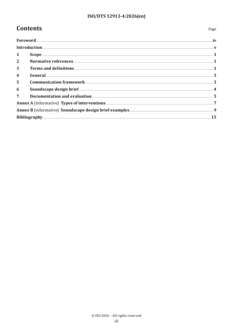 ISO/DTS 12913-4 ISO/DTS 12913-4 - Acoustics — Soundscape — Part 4: Design and intervention - Page 3 preview