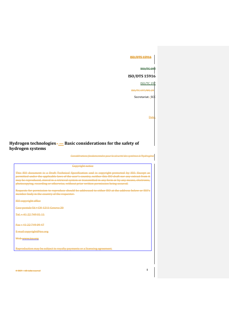 REDLINE ISO/DTS 15916 - Hydrogen technologies — Basic considerations for the safety of hydrogen systems
Released:4. 09. 2025