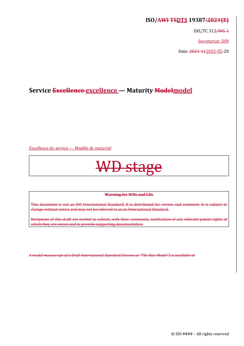 REDLINE ISO/DTS 19387 - Service excellence — Maturity model
Released:20. 05. 2025