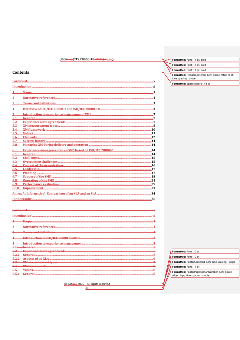 ISO/IEC TS 20000-18 REDLINE ISO/DTS 20000-18 - Information technology — Service management — Part 18: Guidance on the use of experience management in a service management system - Page 3 preview