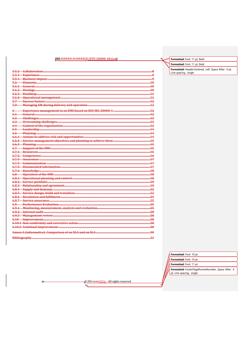 ISO/IEC TS 20000-18 REDLINE ISO/DTS 20000-18 - Information technology — Service management — Part 18: Guidance on the use of experience management in a service management system - Page 4 preview