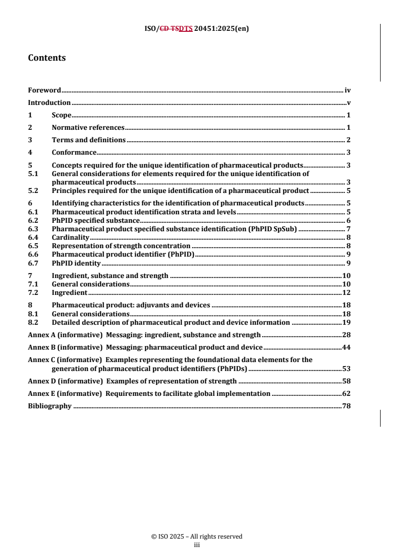 ISO/DTS 20451 REDLINE ISO/DTS 20451 - Health informatics — Identification of medicinal products — Implementation for ISO 11616 data elements and structures for the unique identification and exchange of regulated pharmaceutical product information
Released:17. 12. 2025 - Page 3 preview