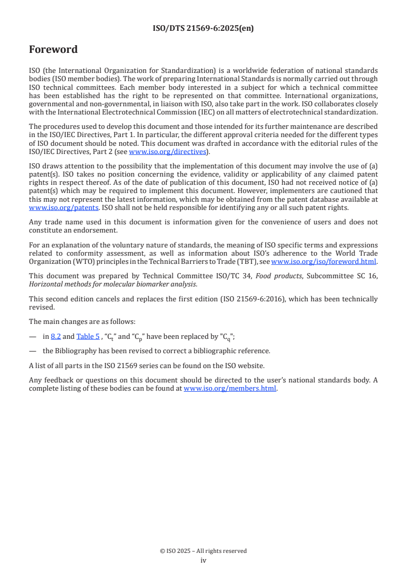 ISO/TS 21569-6 ISO/DTS 21569-6 - Horizontal methods for molecular biomarker analysis — Methods of analysis for the detection of genetically modified organisms and derived products — Part 6: Real-time PCR based screening methods for the detection of cry1Ab/Ac and Pubi-cry DNA sequences
Released:10/2/2025 - Page 4 preview