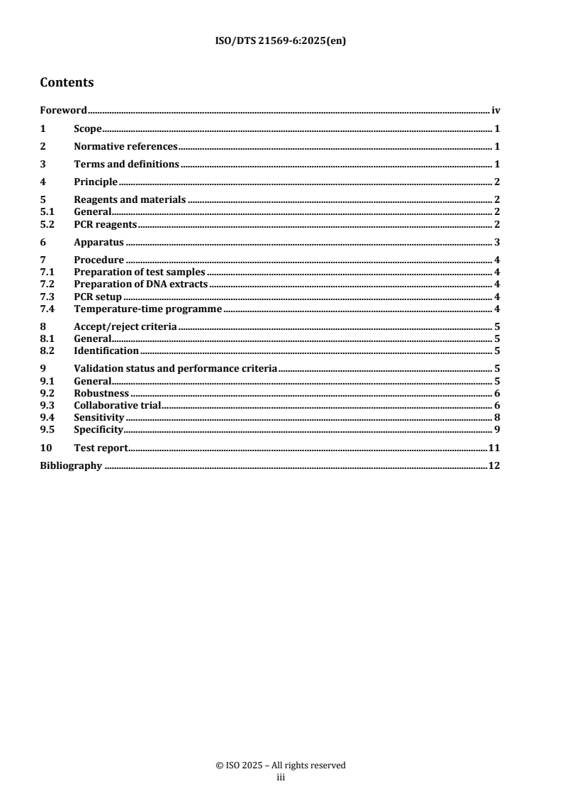 ISO/TS 21569-6 REDLINE ISO/DTS 21569-6 - Horizontal methods for molecular biomarker analysis — Methods of analysis for the detection of genetically modified organisms and derived products — Part 6: Real-time PCR based screening methods for the detection of cry1Ab/Ac and Pubi-cry DNA sequences
Released:10/2/2025 - Page 3 preview
