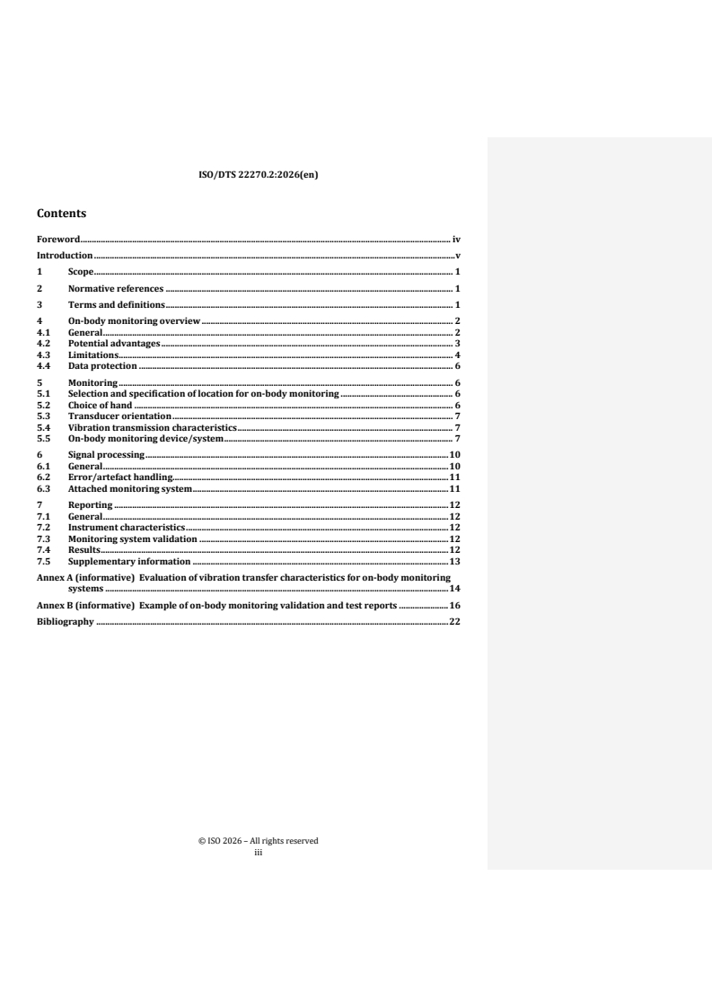 ISO/TS 22270 REDLINE ISO/DTS 22270.2 - Mechanical vibration — Practical guidance and requirements for the monitoring and measurement of hand-transmitted vibration on the hand, wrist or forearm - Page 3 preview
