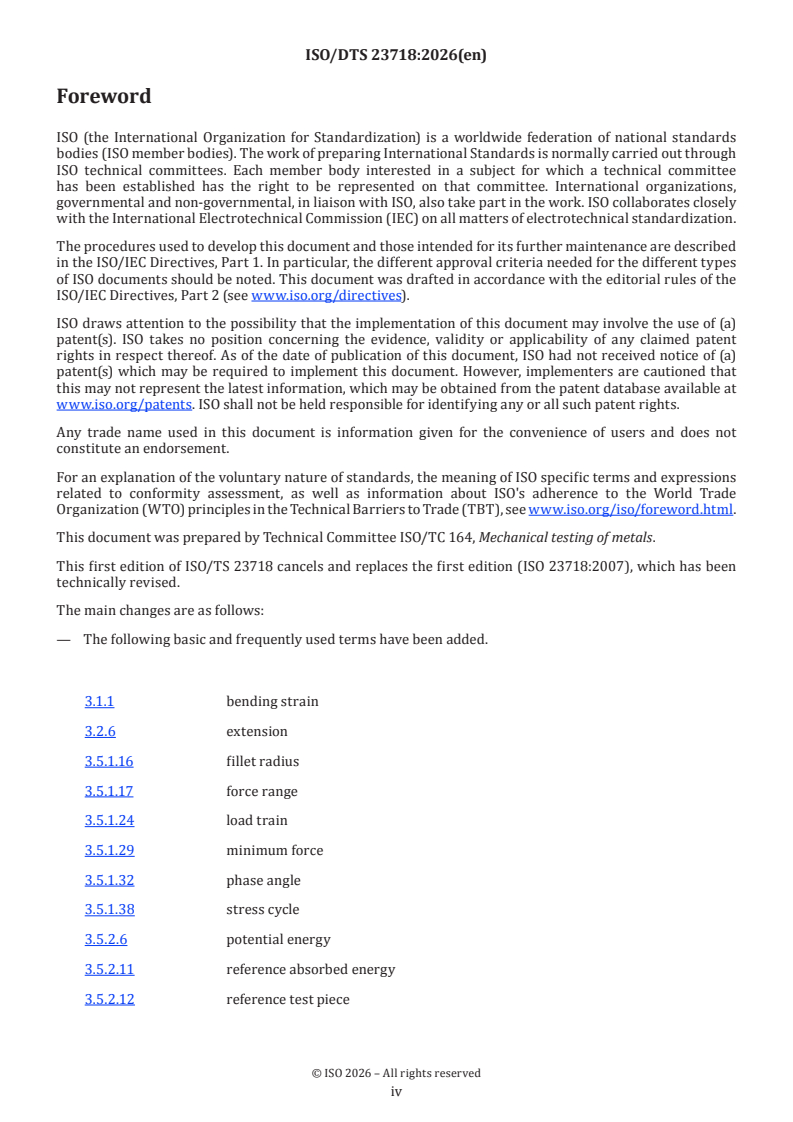 ISO/DTS 23718 ISO/DTS 23718 - Metallic materials — Mechanical testing — Vocabulary - Page 4 preview