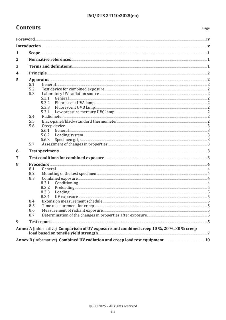 ISO/DTS 24110 ISO/DTS 24110 - Plastics — Method of exposure to combined UV radiation and creep load
Released:15. 12. 2025 - Page 3 preview