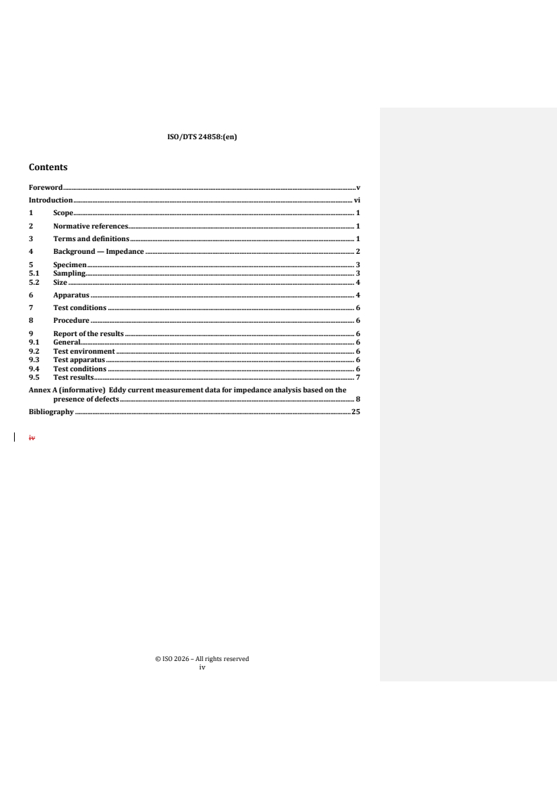 ISO/DTS 24858 REDLINE ISO/DTS 24858 - Plastics — Conducting materials — Eddy current measurement on spread carbon fibre tow - Page 4 preview