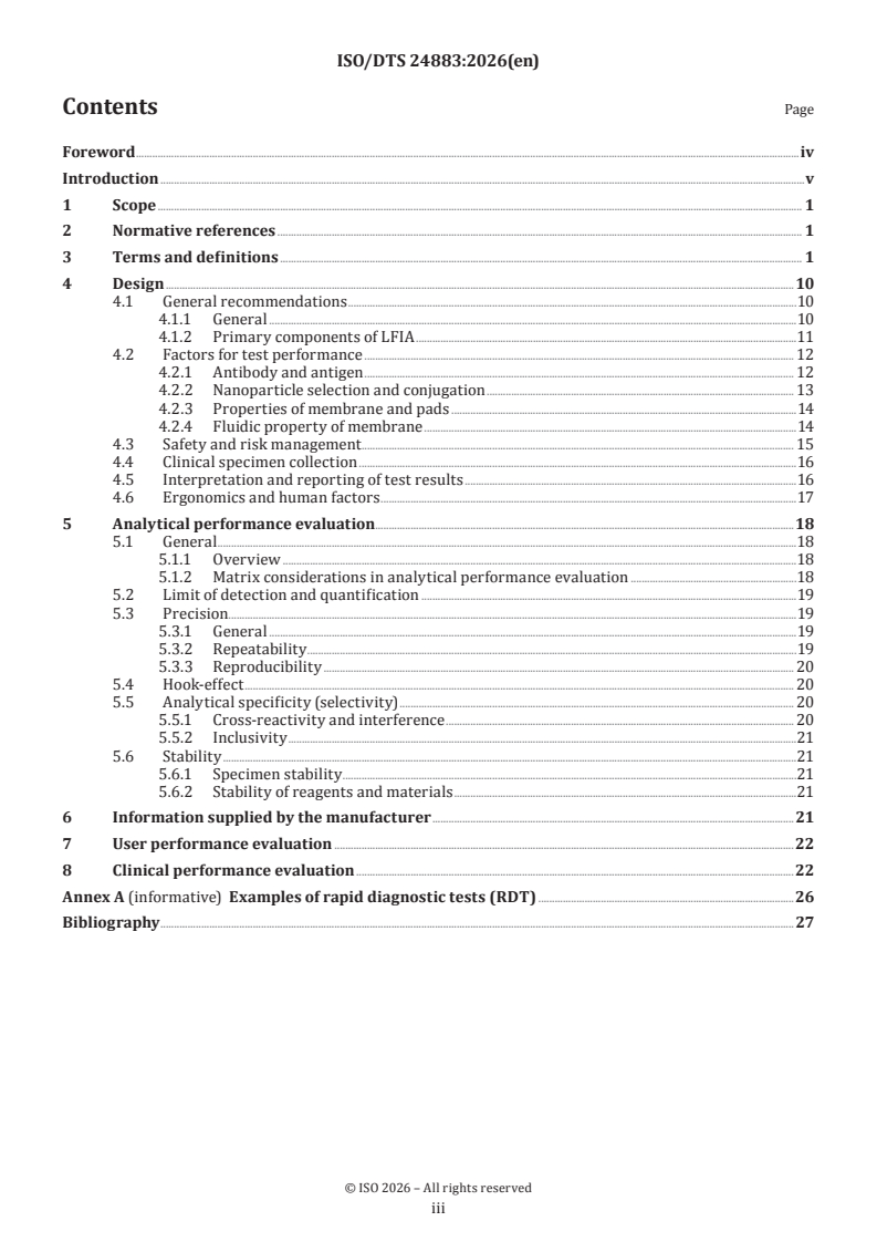 ISO/DTS 24883 ISO/DTS 24883 - In vitro diagnostic medical devices — General guidance for manufacturers of lateral flow immunoassay (LFIA) for rapid diagnostic testing (RDT) - Page 3 preview
