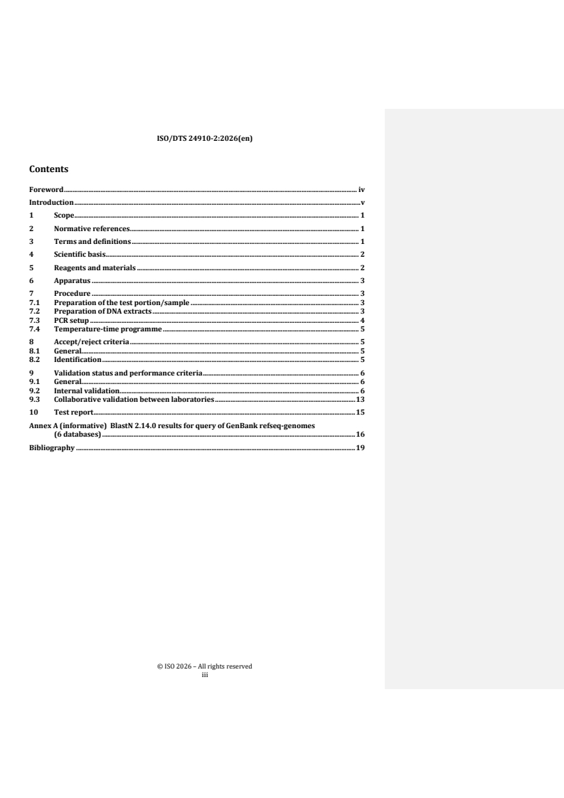 ISO/DTS 24910-2 REDLINE ISO/DTS 24910-2 - Molecular biomarker analysis — Detection of plant-derived materials in food by real-time polymerase chain reaction (PCR) — Part 2: Hazelnut DNA detection method - Page 3 preview