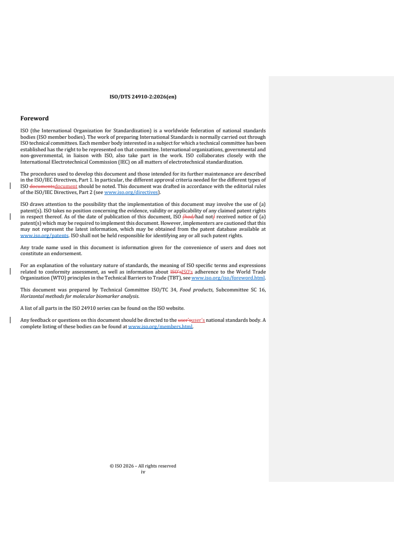 ISO/DTS 24910-2 REDLINE ISO/DTS 24910-2 - Molecular biomarker analysis — Detection of plant-derived materials in food by real-time polymerase chain reaction (PCR) — Part 2: Hazelnut DNA detection method - Page 4 preview