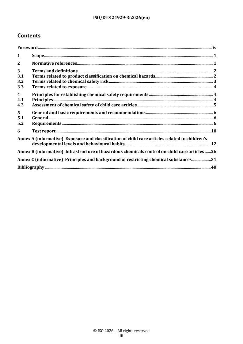ISO/DTS 24929-3 REDLINE ISO/DTS 24929-3 - Child care articles — General safety — Part 3: Chemical hazards - Page 3 preview