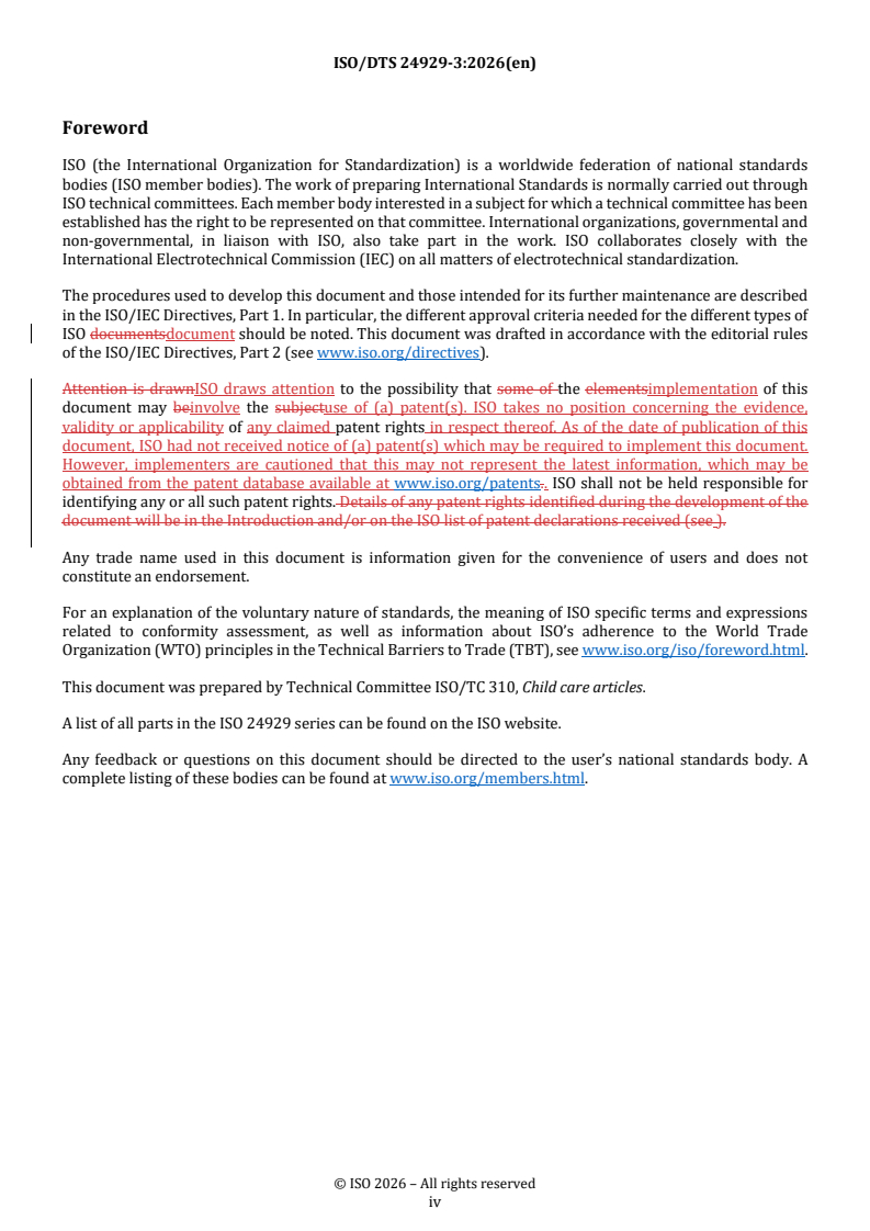ISO/DTS 24929-3 REDLINE ISO/DTS 24929-3 - Child care articles — General safety — Part 3: Chemical hazards - Page 4 preview