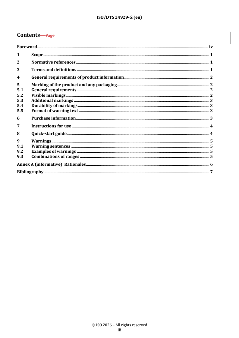 ISO/TS 24929-5 REDLINE ISO/DTS 24929-5 - Child care articles — General safety — Part 5: Product information - Page 3 preview