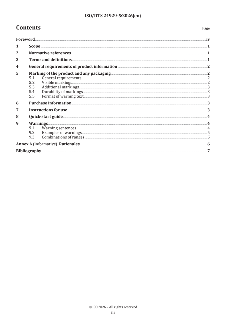 ISO/TS 24929-5 ISO/DTS 24929-5 - Child care articles — General safety — Part 5: Product information - Page 3 preview