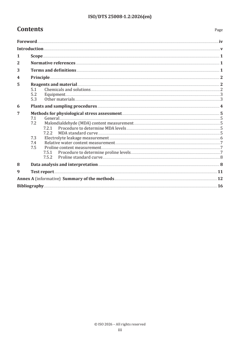 ISO/DTS 25008-1.2 ISO/DTS 25008-1.2 - Soil quality — Responses of higher plants to environmental stresses — Part 1: Methods to assess physiological parameters - Page 3 preview