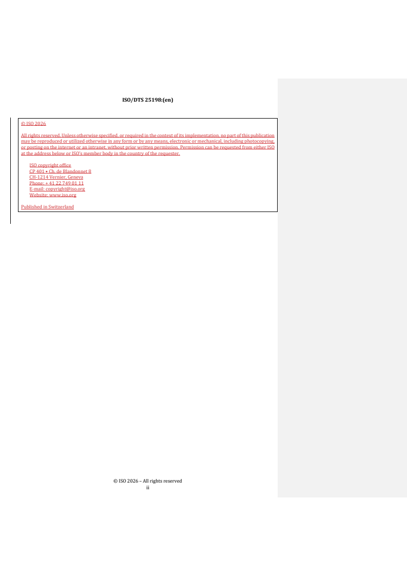 ISO/TS 25198 REDLINE ISO/DTS 25198 - Traditional Chinese medicine — Sample preparation methods for smoke density test of smokeless moxibustion device - Page 2 preview