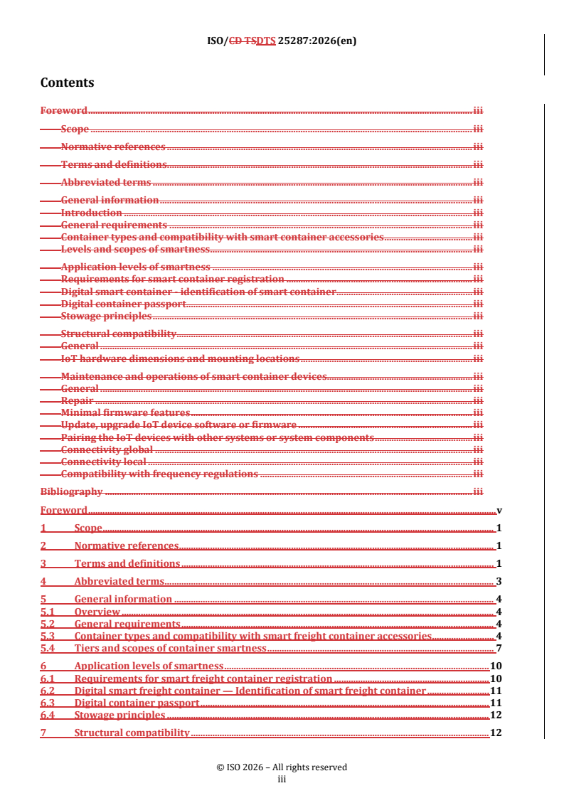 ISO/DTS 25287 REDLINE ISO/DTS 25287 - Smart freight container functionality, identification and requirements - Page 3 preview