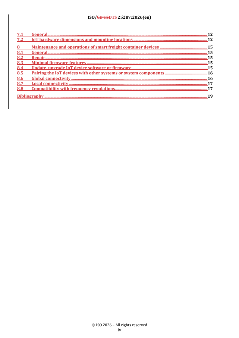 ISO/DTS 25287 REDLINE ISO/DTS 25287 - Smart freight container functionality, identification and requirements - Page 4 preview