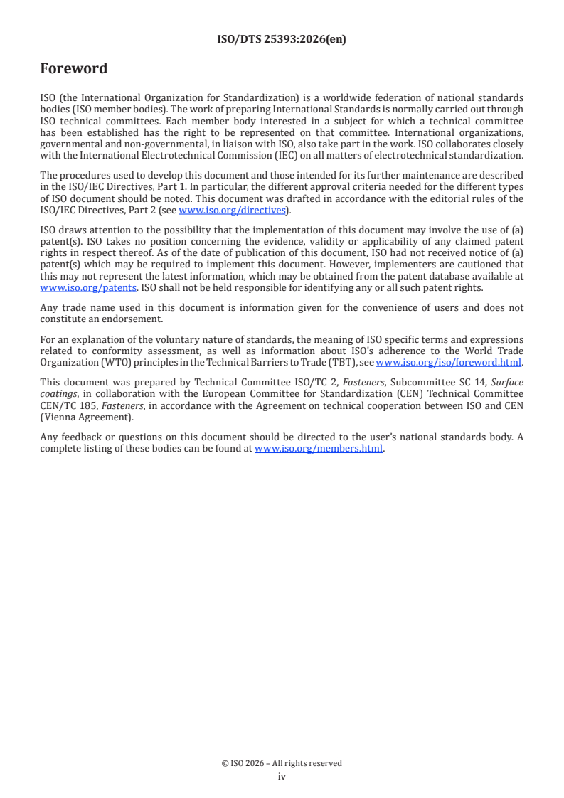ISO/TS 25393 ISO/DTS 25393 - Fasteners — Coating system assessment — Complementary and additional aspects to CQI-11 - Page 4 preview