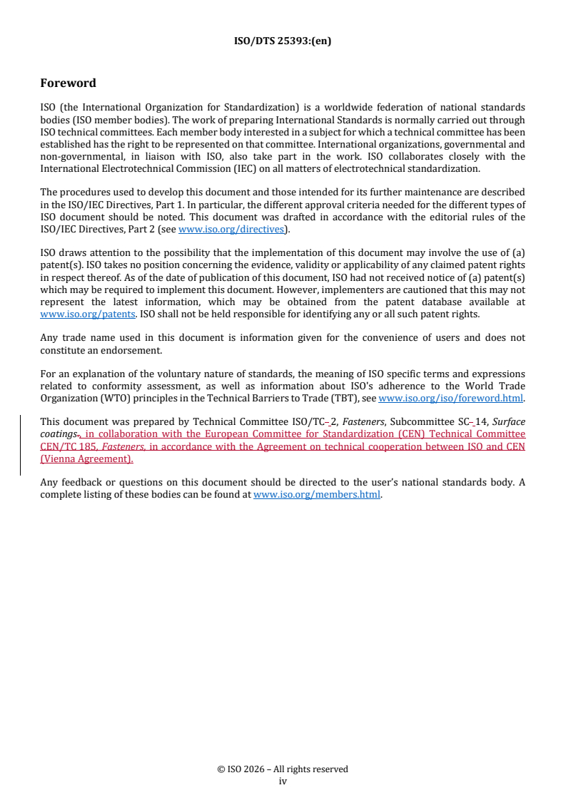 ISO/TS 25393 REDLINE ISO/DTS 25393 - Fasteners — Coating system assessment — Complementary and additional aspects to CQI-11 - Page 4 preview