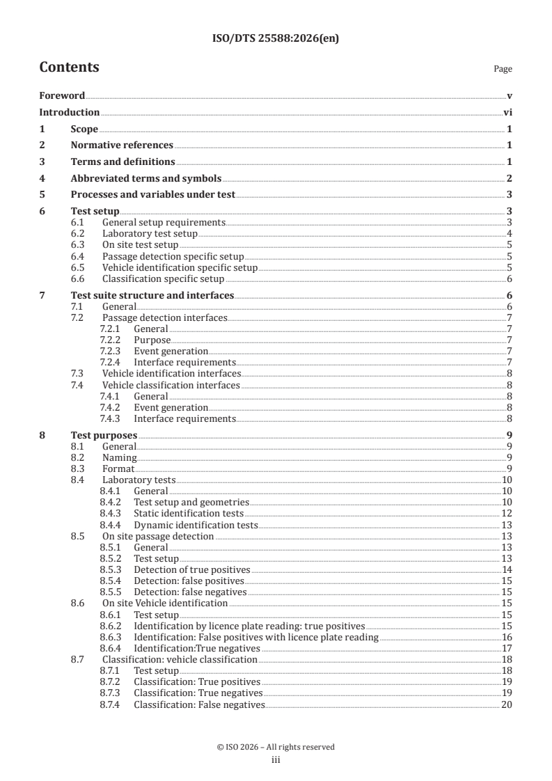 ISO/DTS 25588 ISO/DTS 25588 - Electronic fee collection — Image-based systems —Test suite structure and test purposes - Page 3 preview