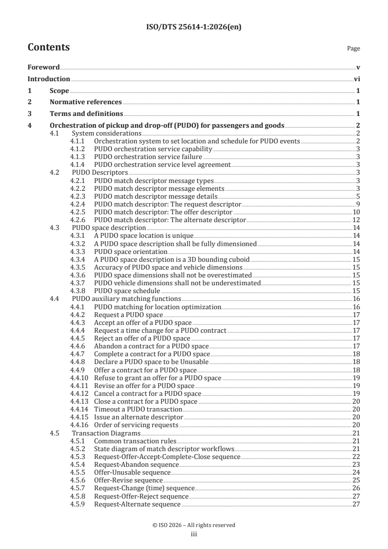 ISO/TS 25614-1 ISO/DTS 25614-1 - Intelligent transport systems — Orchestration of vehicles for fixed locations — Part 1: Reservation service - Page 3 preview