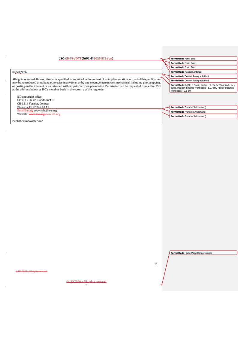 ISO/DTS 3691-8.2 REDLINE ISO/DTS 3691-8.2 - Industrial trucks — Safety requirements and verification — Part 8: Regional requirements for countries outside the European Community - Page 2 preview