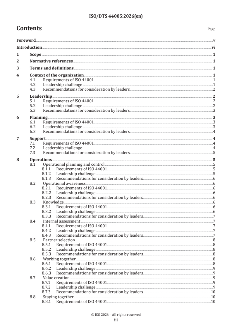 ISO/TS 44005 ISO/DTS 44005 - Collaborative business relationship management system — Guidance on leadership for collaborative working
Released:22. 01. 2026 - Page 3 preview