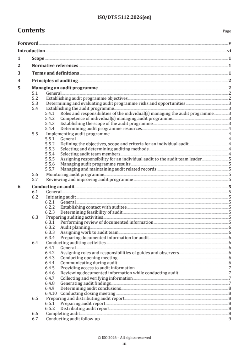 ISO/DTS 5112 ISO/DTS 5112 - Road vehicles — Guidelines for auditing cybersecurity engineering - Page 3 preview