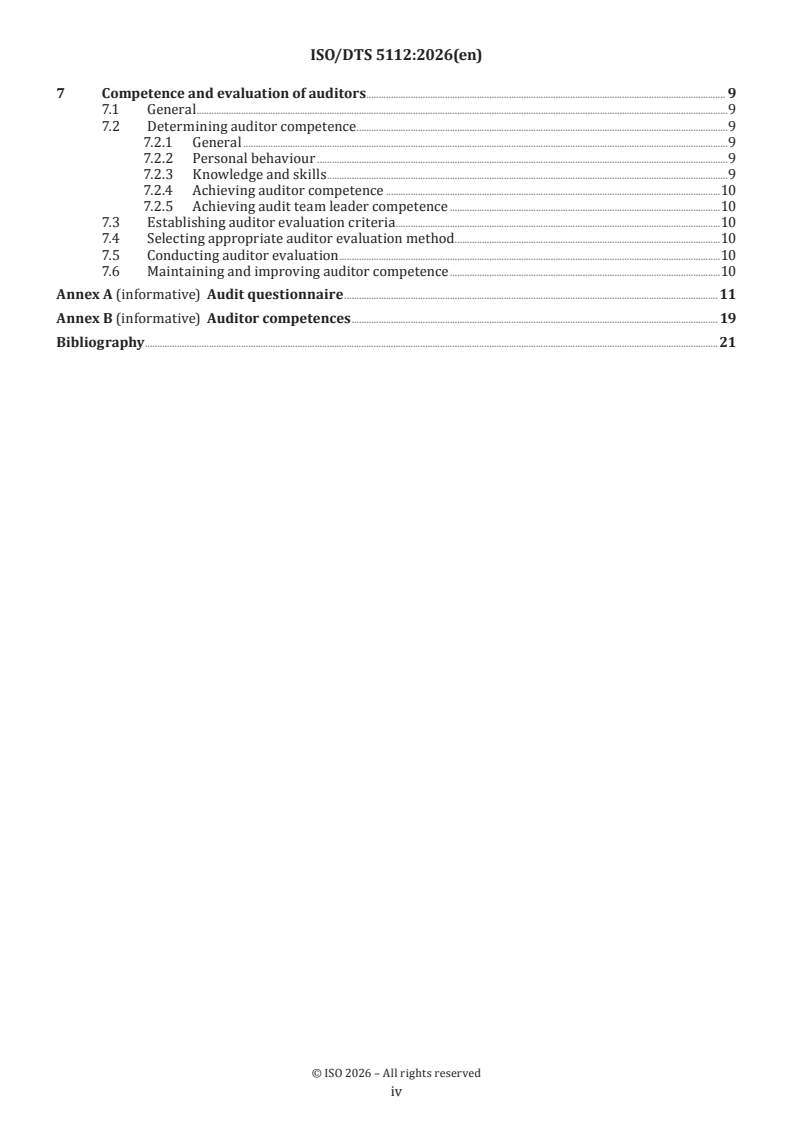 ISO/DTS 5112 ISO/DTS 5112 - Road vehicles — Guidelines for auditing cybersecurity engineering - Page 4 preview