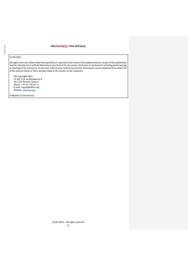 ISO/DTS 7446 REDLINE ISO/DTS 7446 - Implementation guidance for biorisk management for laboratories and other related organizations
Released:10/7/2025