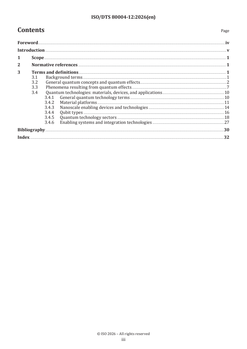 ISO/DTS 80004-12 ISO/DTS 80004-12 - Nanotechnologies — Vocabulary — Part 12: Quantum phenomena in nanotechnology - Page 3 preview