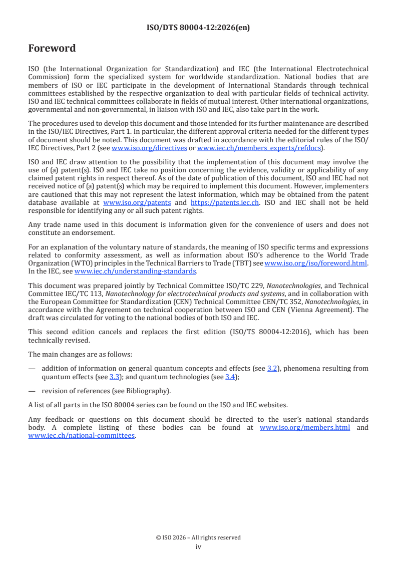 ISO/DTS 80004-12 ISO/DTS 80004-12 - Nanotechnologies — Vocabulary — Part 12: Quantum phenomena in nanotechnology - Page 4 preview